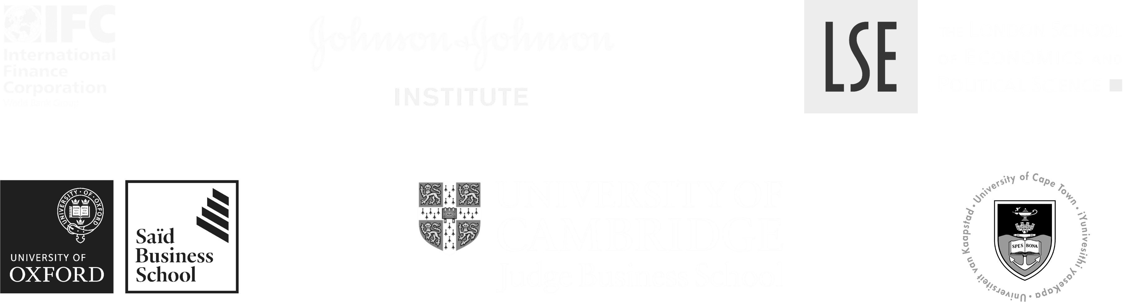 International Finance Corporation; Johnson & Johnson Institute; London School of Economics and Political Science; Oxford Saïd Business School; Cambridge Judge Business School; University of Cape Town.