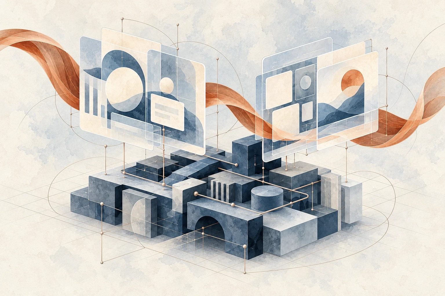 An editorial illustration of open architecture and new learning possibilities